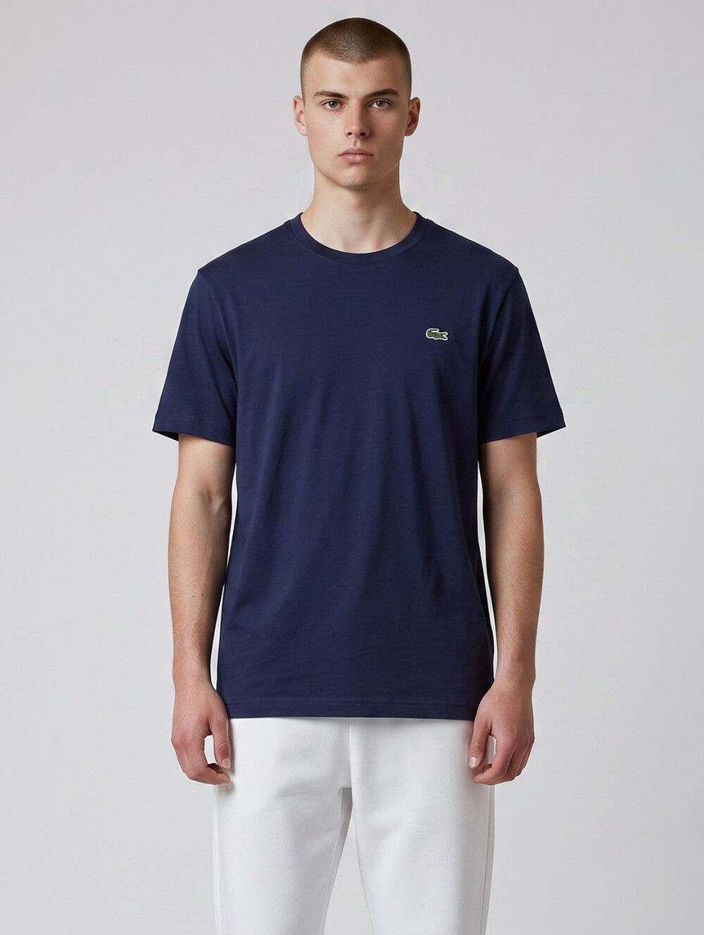 Lacoste Short Sleeve Crew Neck T-Shirt in Navy Blue with Crocodile Logo